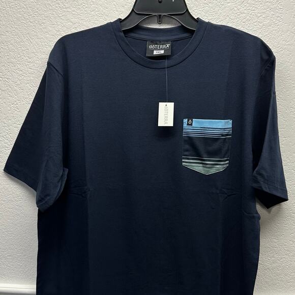 NWT! DoTerra Men’s Sz XL Short Sleeve Navy T-Shirt Breast Pocket, K646 - Picture 2 of 8